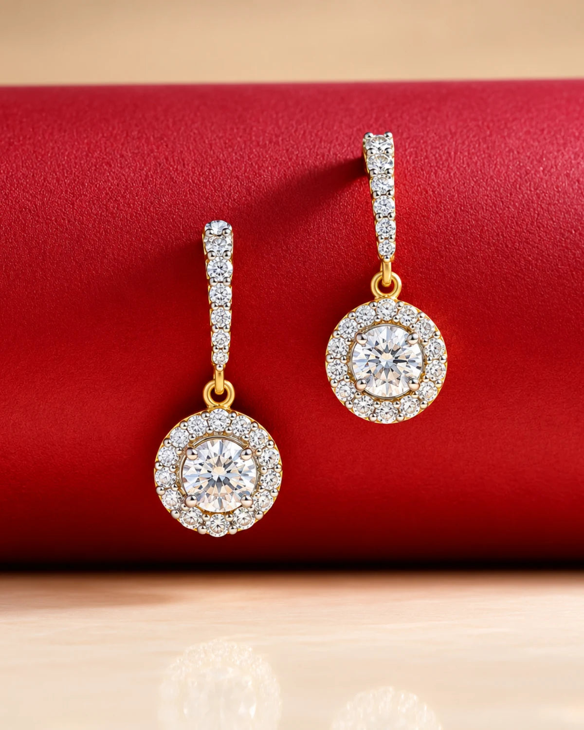 Round Halo Drop Earrings | Gold Vermeil