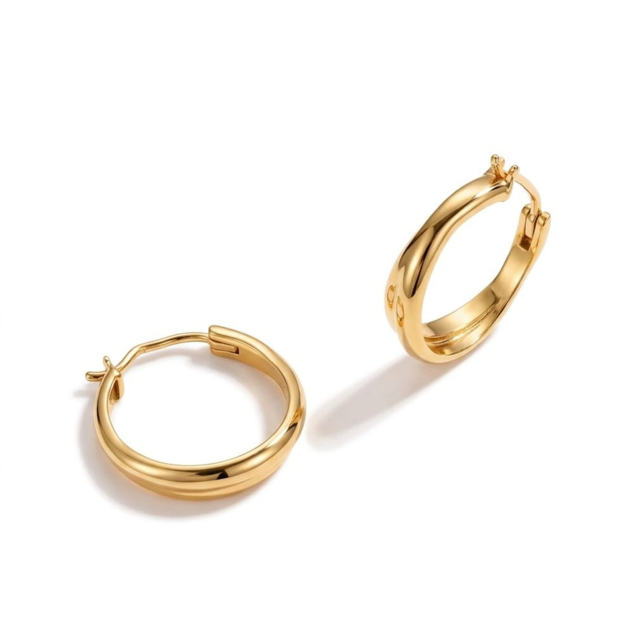 Crossover Gold Hoop Earrings