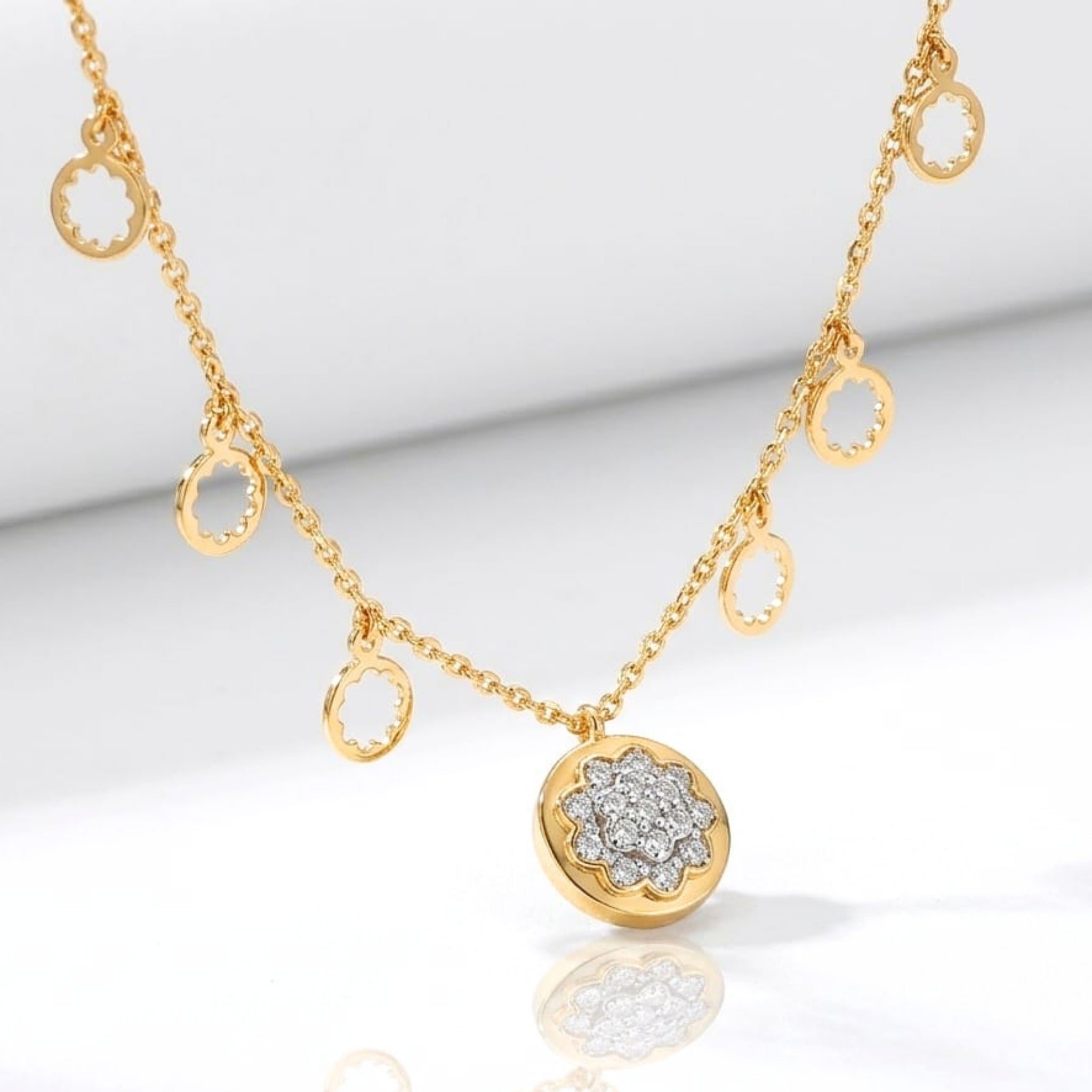 Floral Diamond Charm Necklace