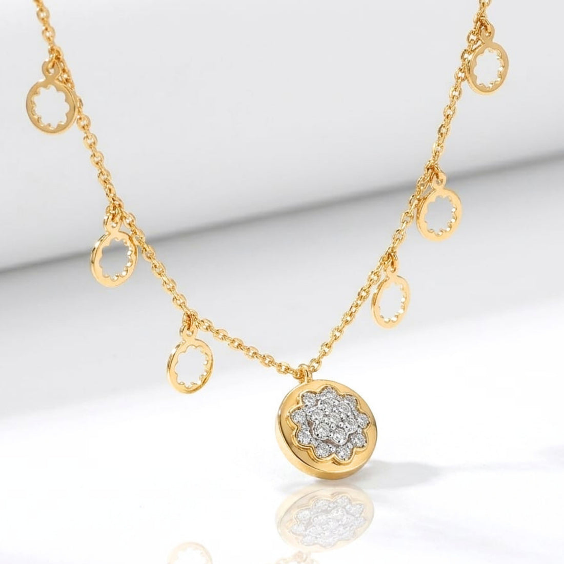 Floral Diamond Charm Necklace