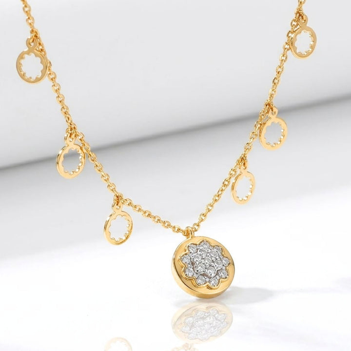 Floral Diamond Charm Necklace