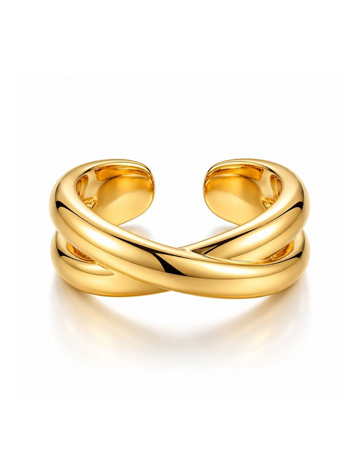 Gold-Plated Adjustable Crossover Ring