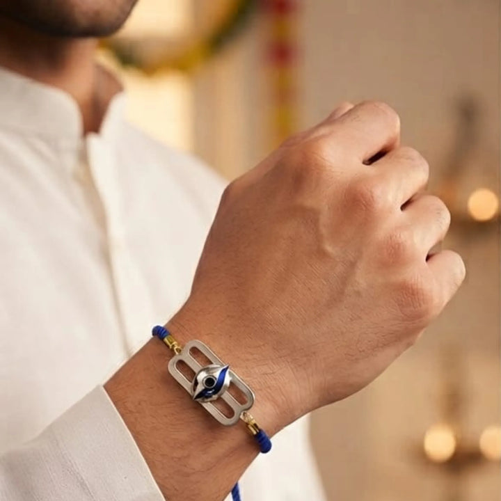 shiv's Trinetra Silver Rakhi
