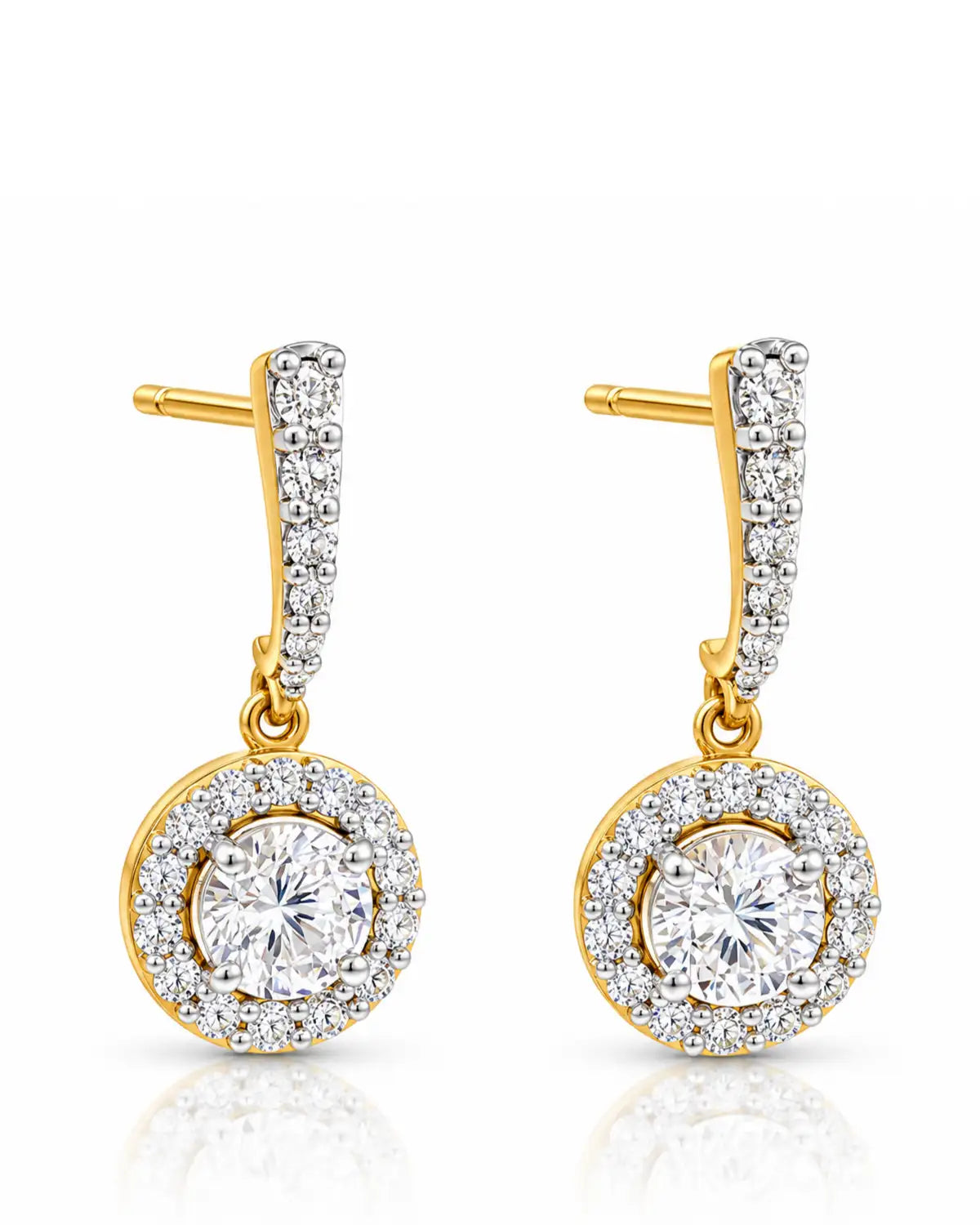 Round Halo Drop Earrings | Gold Vermeil