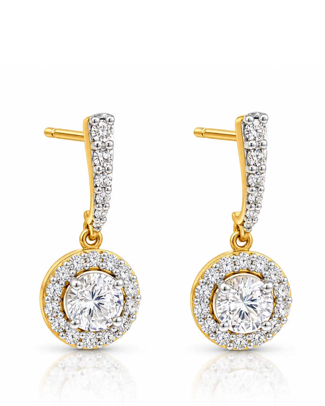 Round Halo Drop Earrings | Gold Vermeil