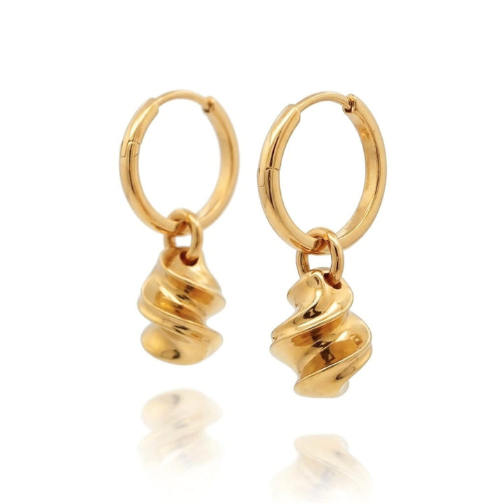 Spiral Drop Hoop Earrings | 18kt Gold Vermeil