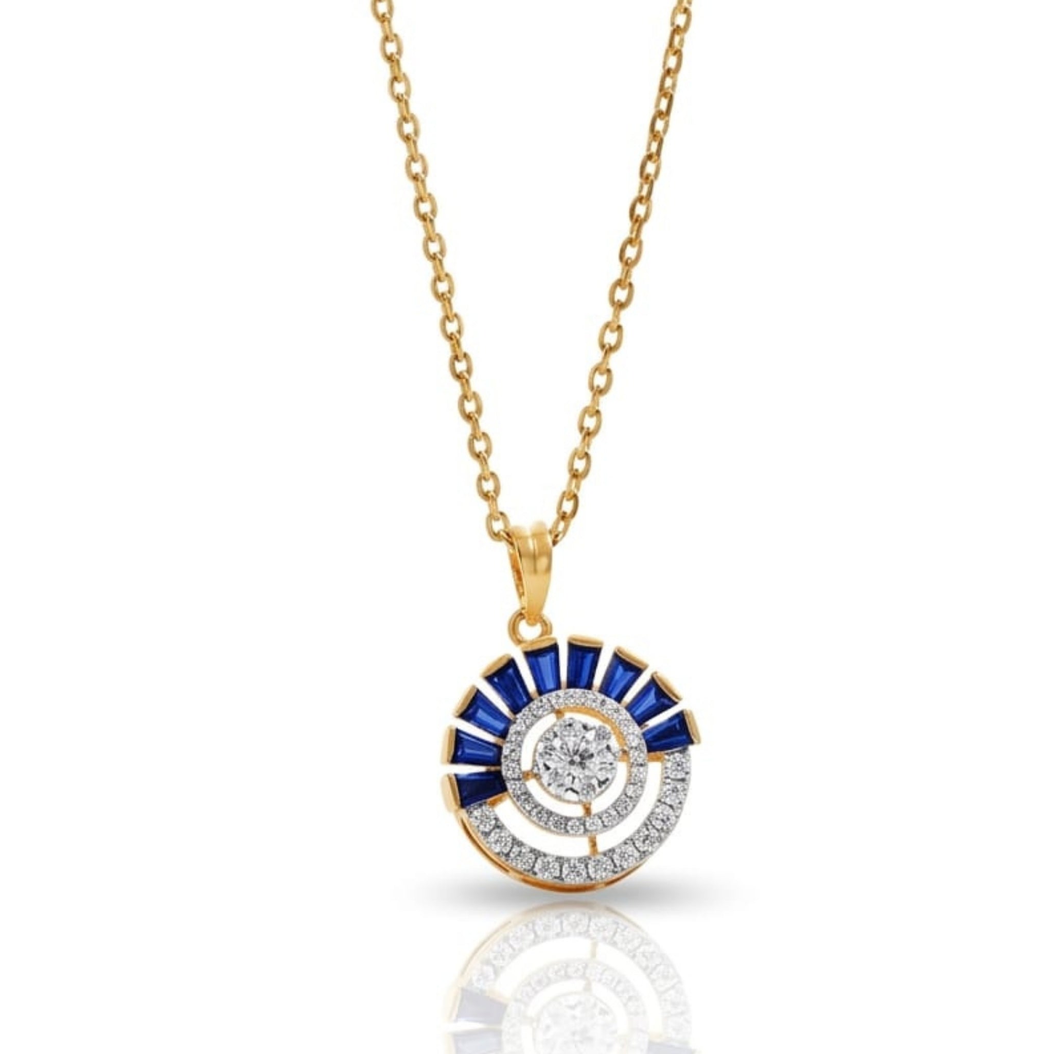 Aura Sapphire Sunburst Pendant