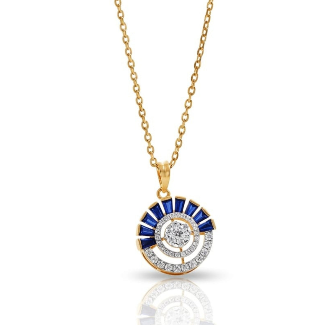 Aura Sapphire Sunburst Pendant