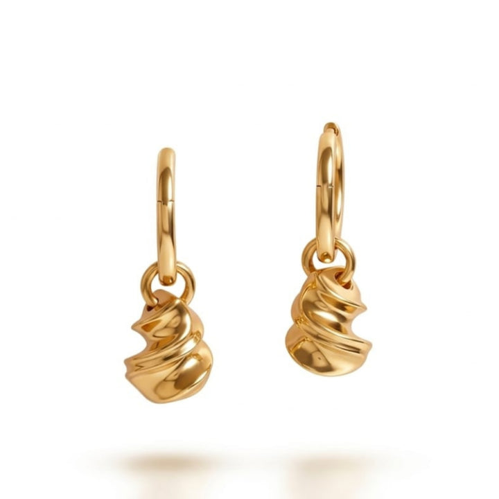 Spiral Drop Hoop Earrings | 18kt Gold Vermeil