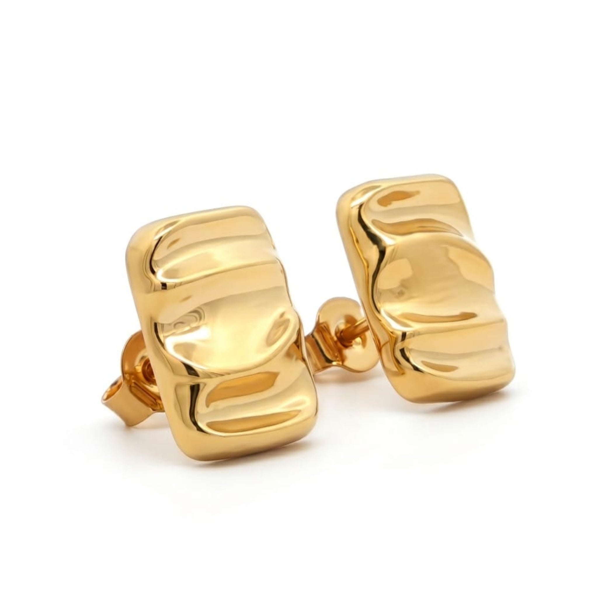 Bold Rectangle Textured Stud Earrings