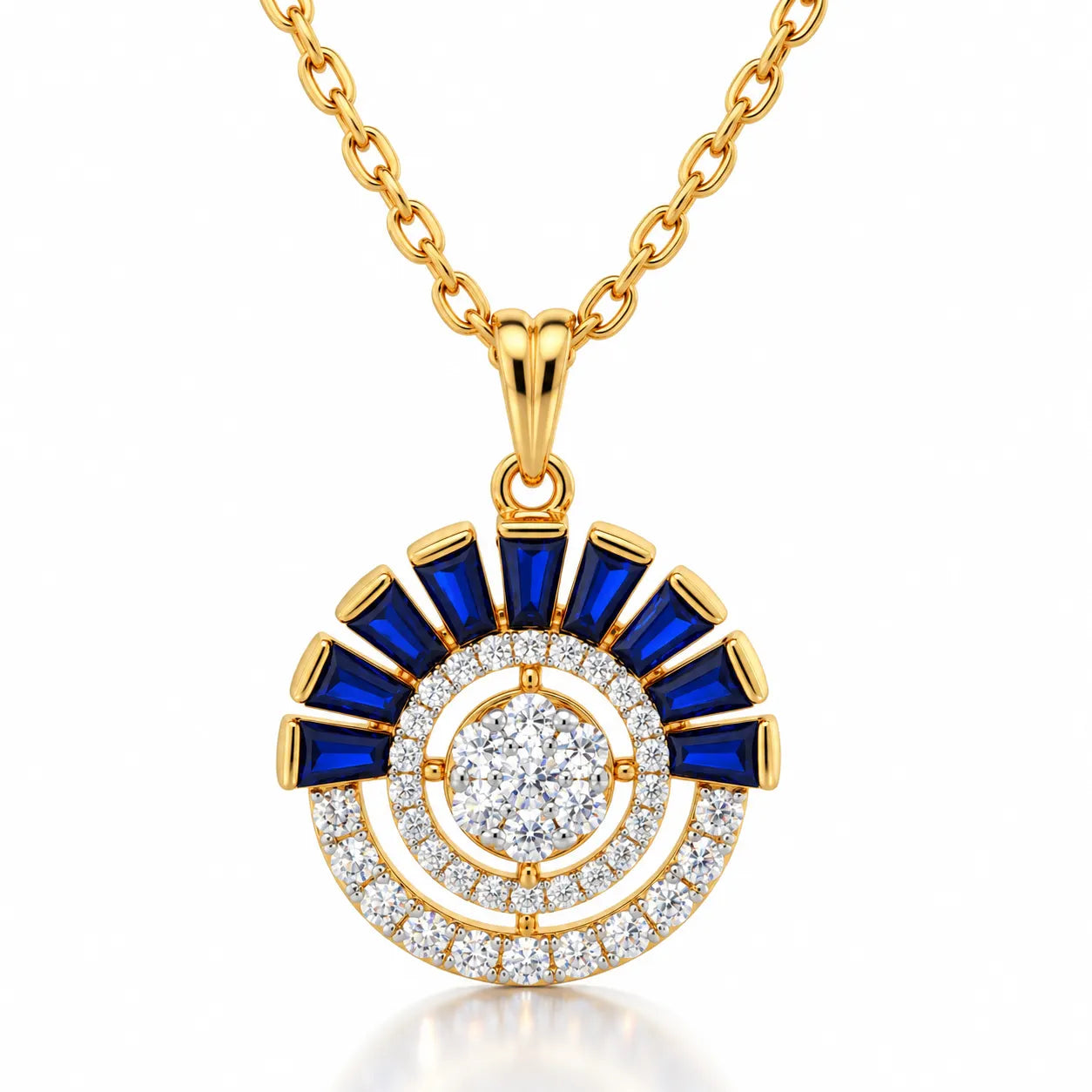 Aura Sapphire Sunburst Pendant