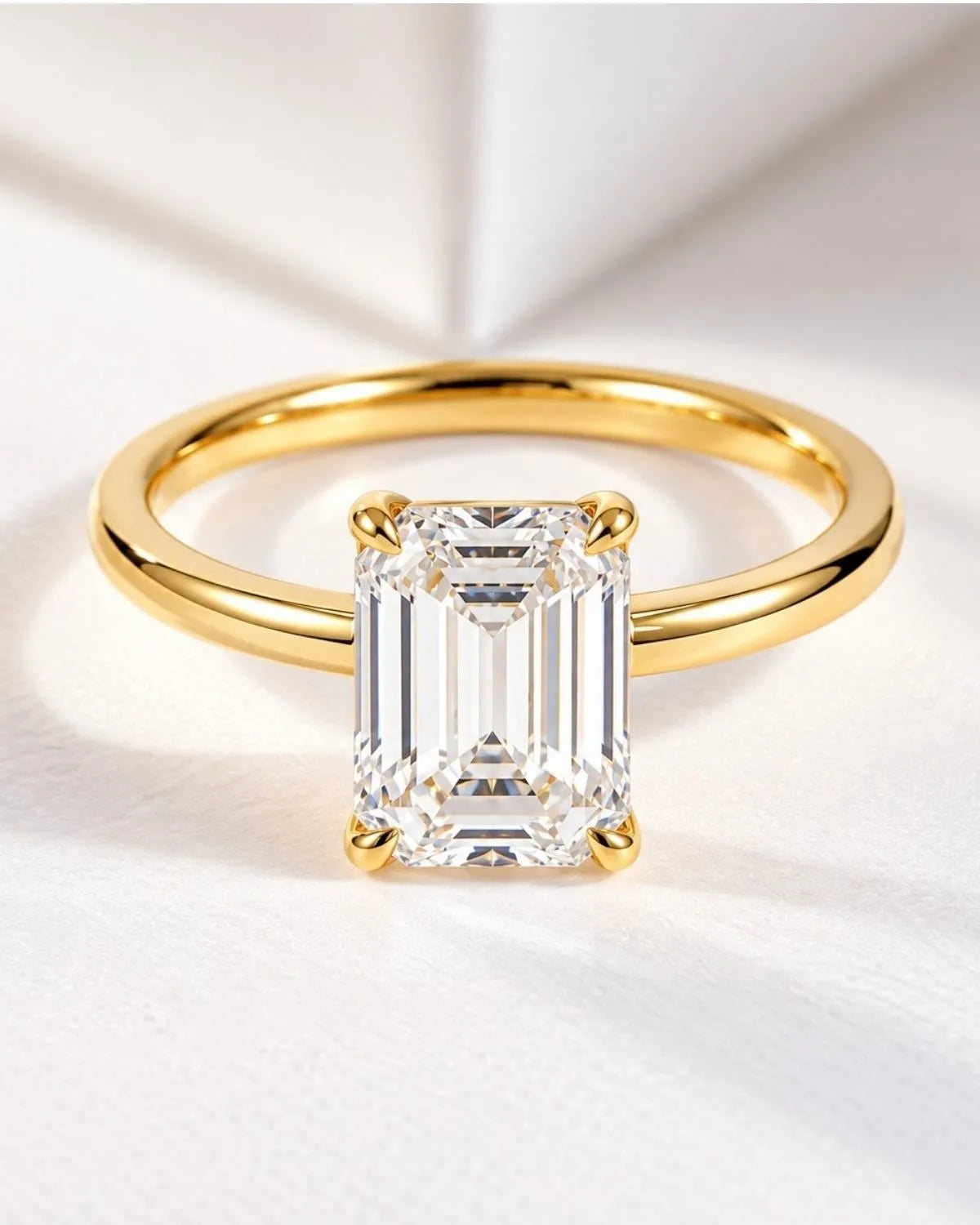 2ct Emerald cut Solitaire ring | Gold Vermeil