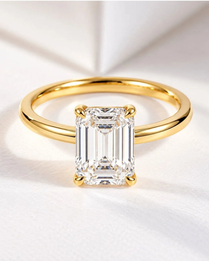 2ct Emerald cut Solitaire ring | Gold Vermeil
