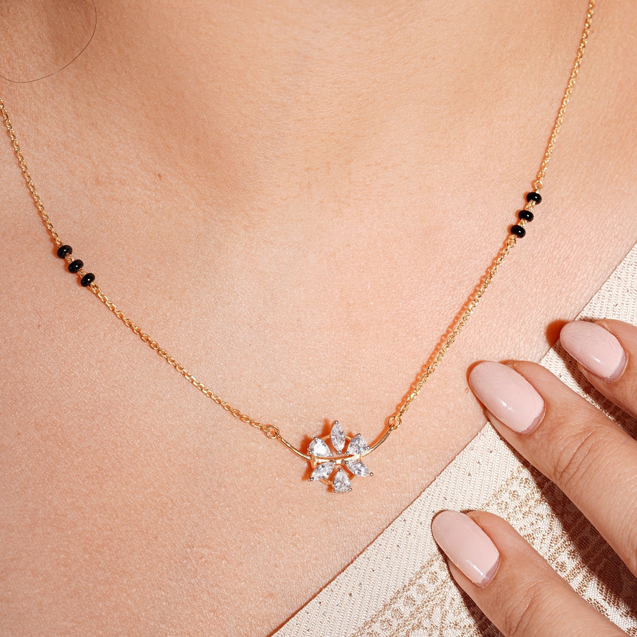 Floral Diamond Mangalsutra | Gold Vermeil