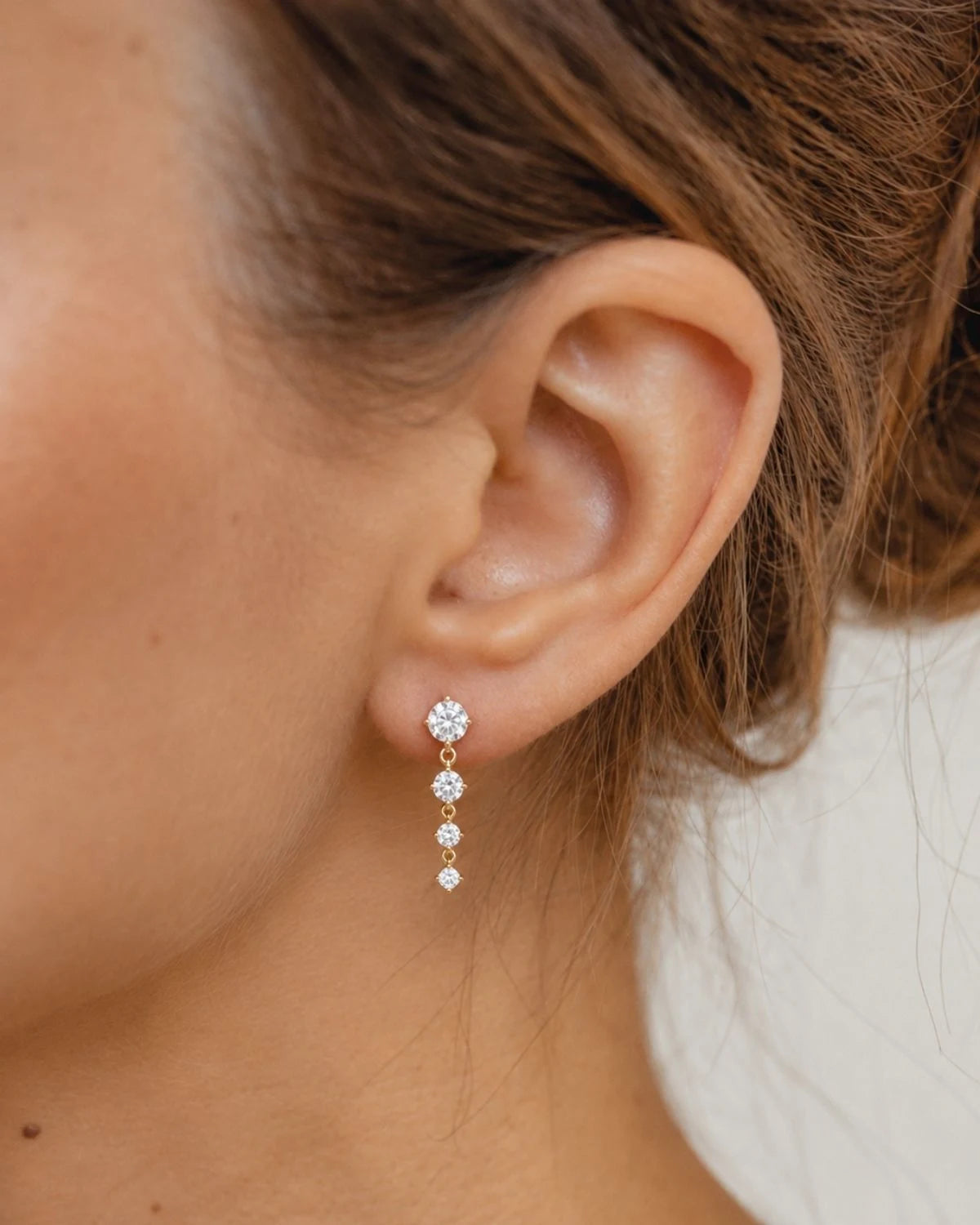 Graduated Diamond Drop Earrings | Gold Vermeil