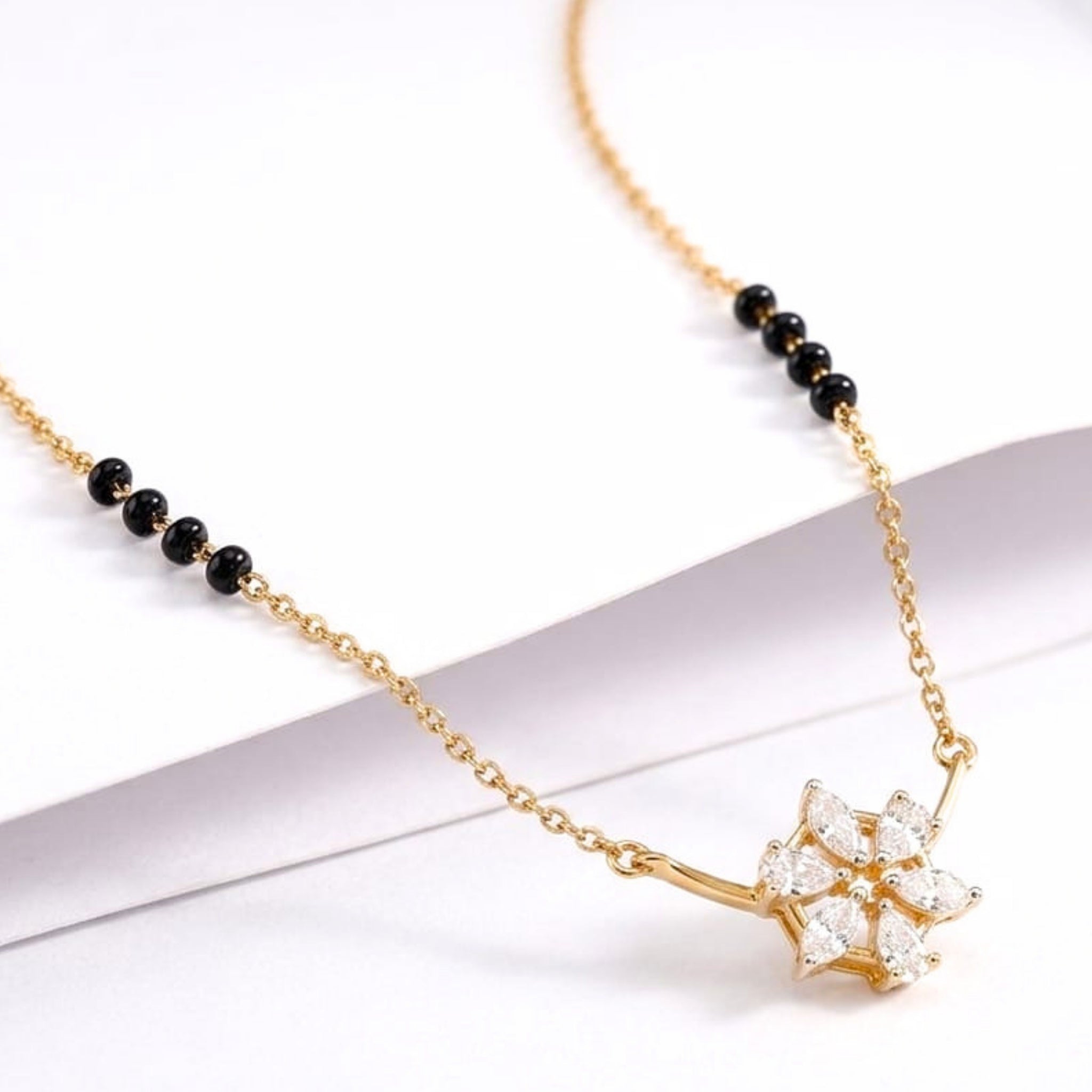 Floral Diamond Mangalsutra | Gold Vermeil