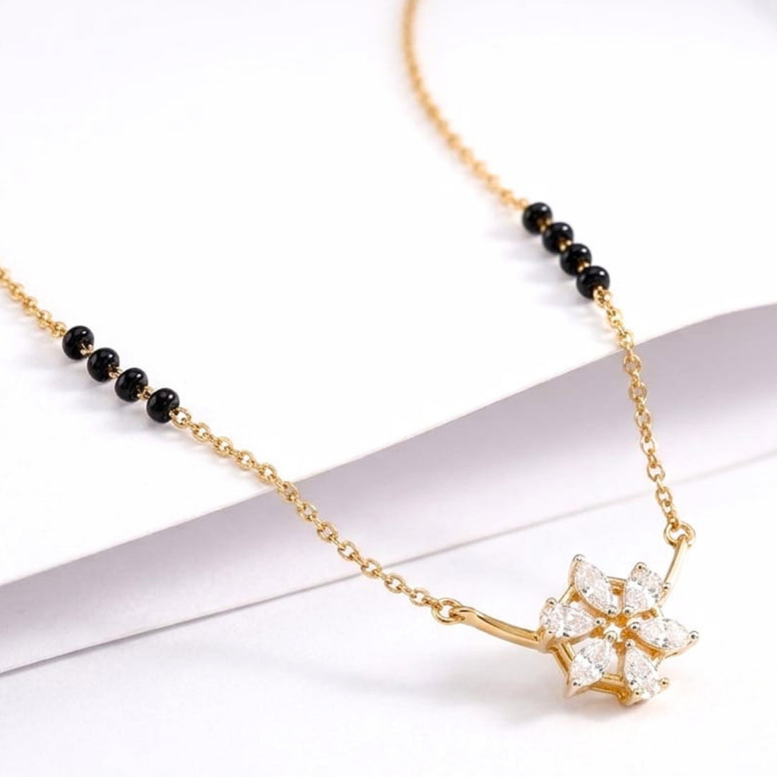 Floral Diamond Mangalsutra | Gold Vermeil