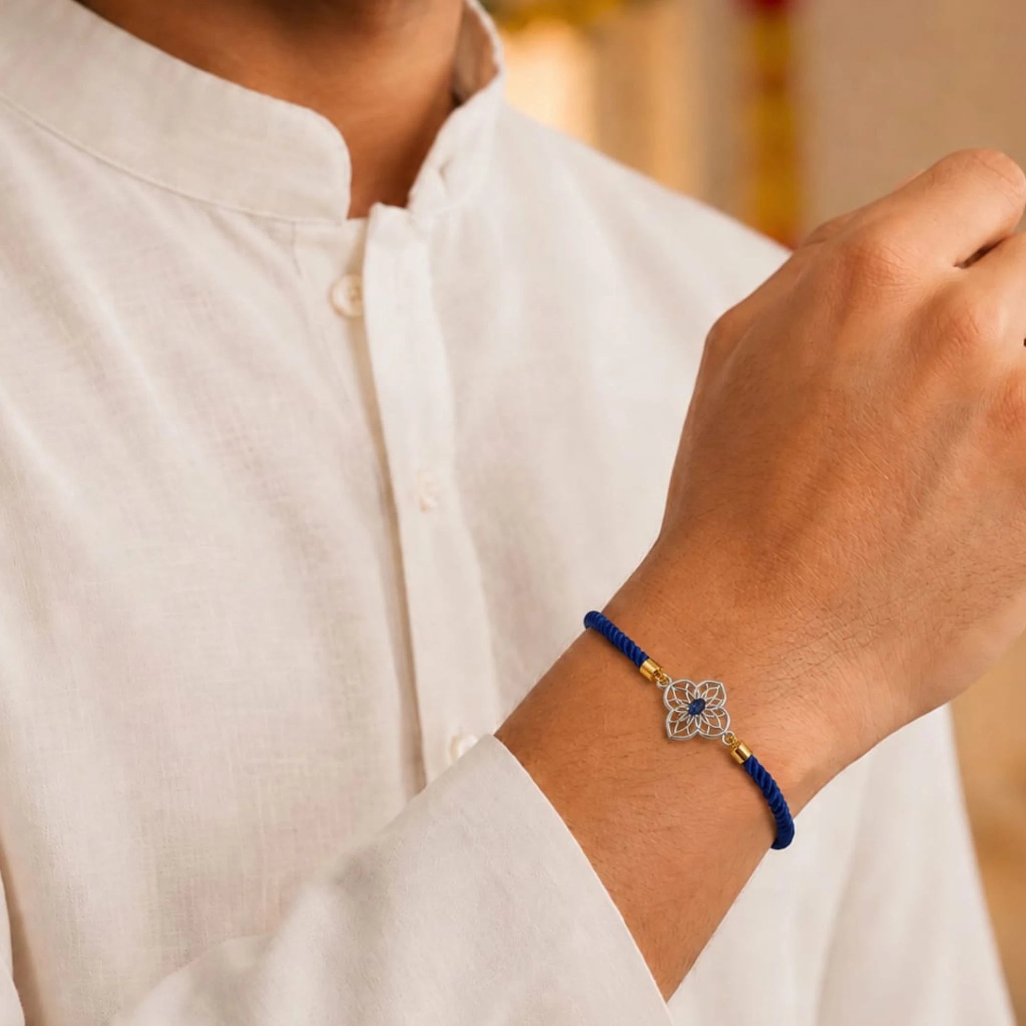 Blue Blossom 925 Silver Adjustable Rakhi
