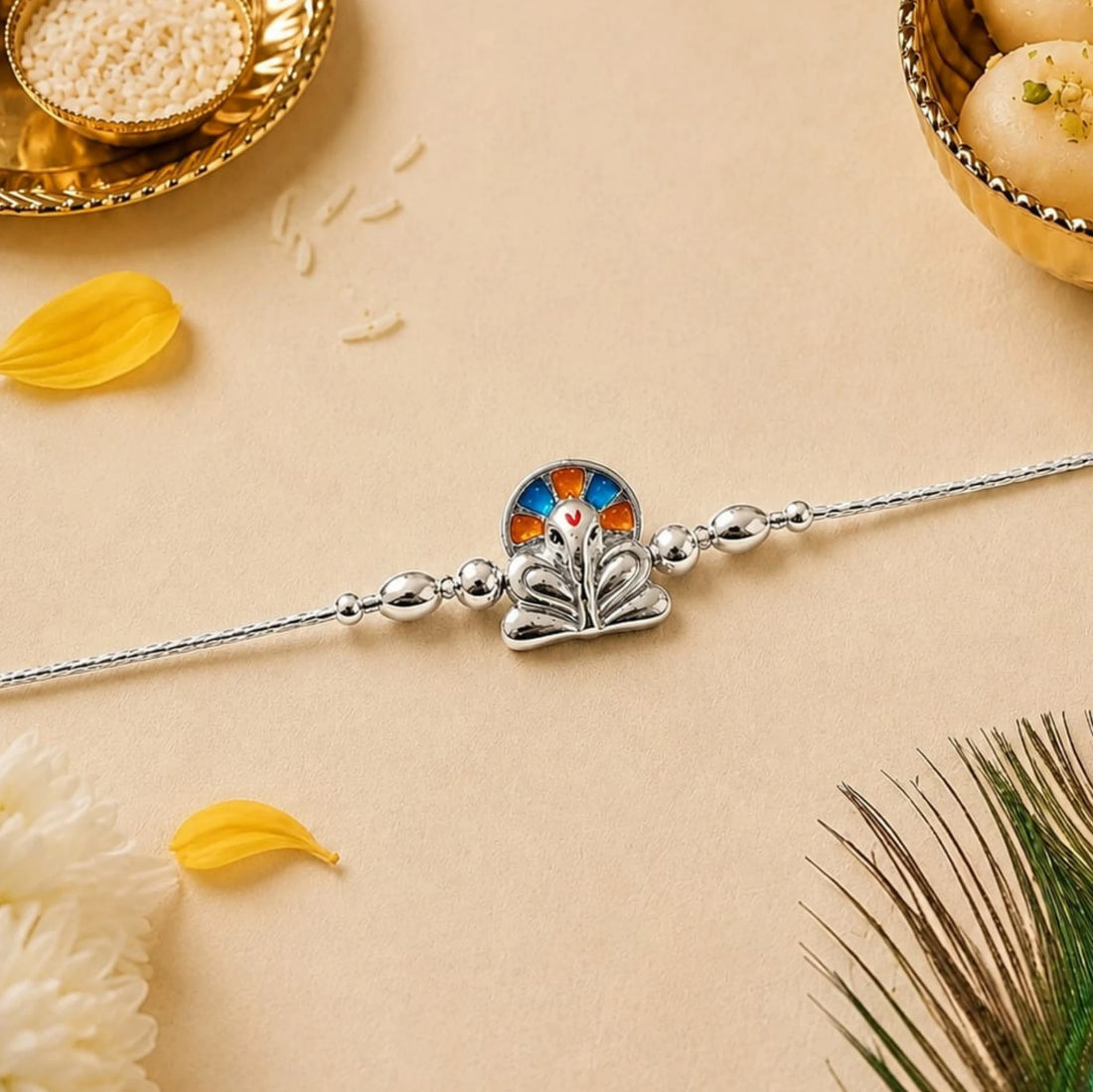 Shree Ganesh Divine 925 Silver Rakhi