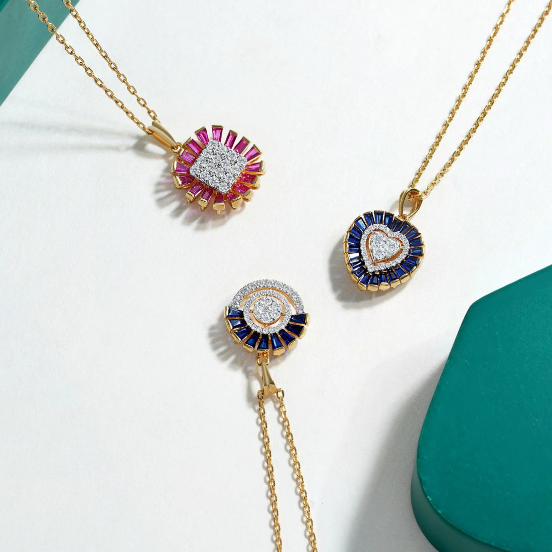 Aura Sapphire Sunburst Pendant