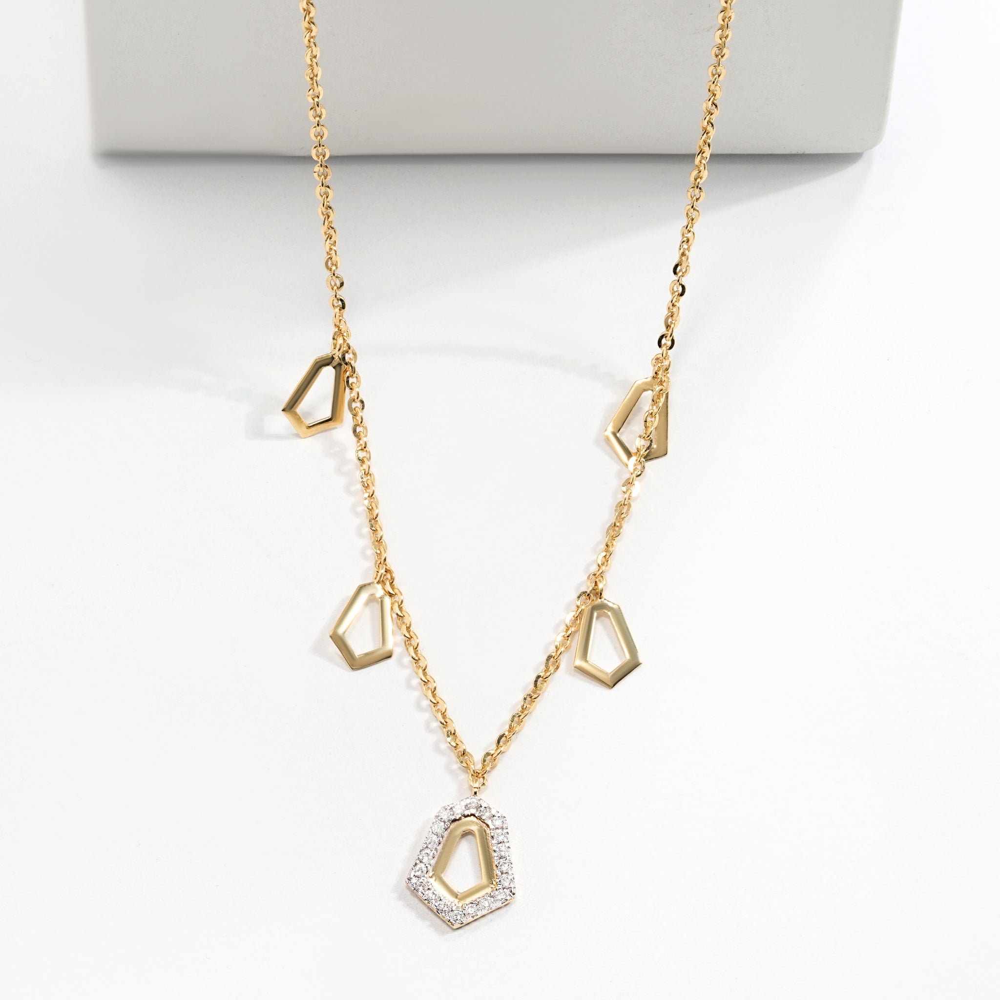 Geometric Diamond charm Necklace