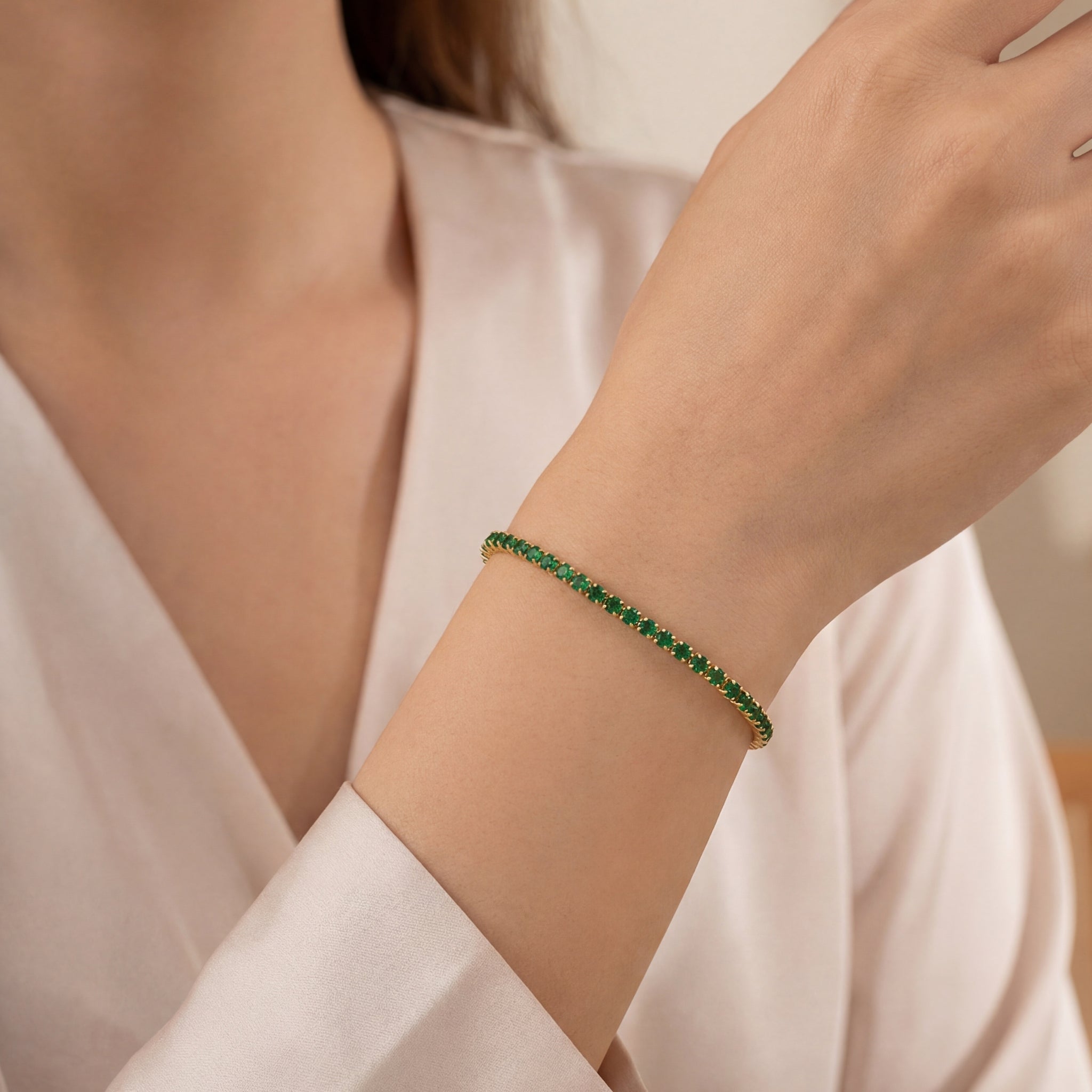 Green Sparkle Tennis Bracelet