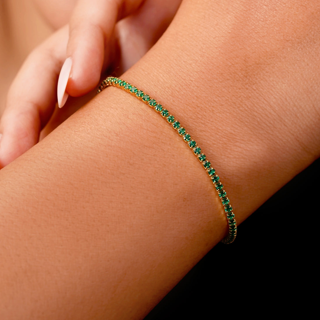 Green Sparkle Tennis Bracelet