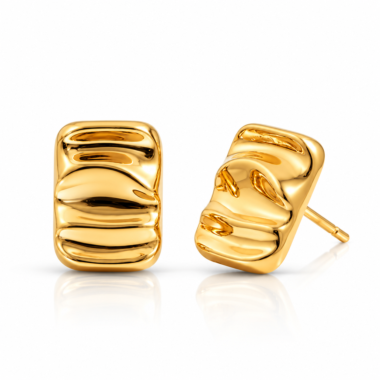 Bold Rectangle Textured Stud Earrings