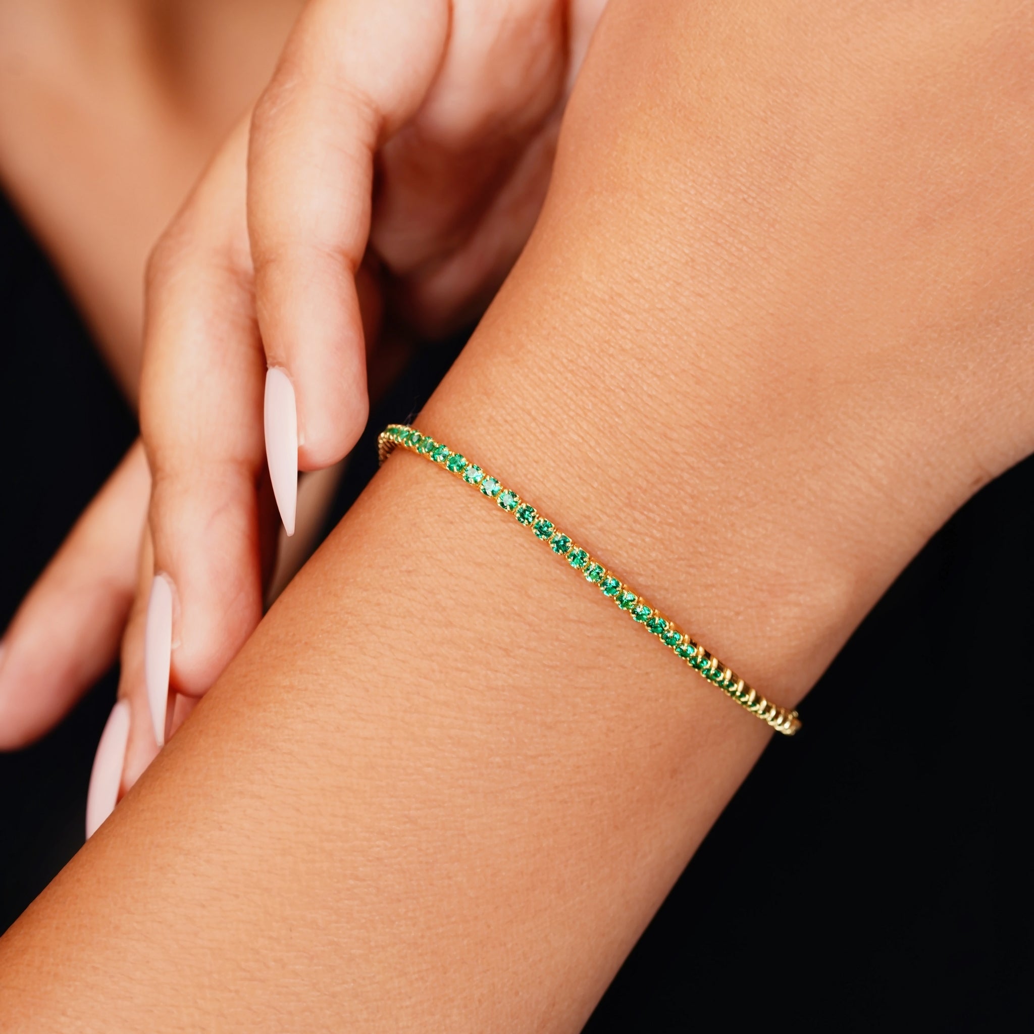 Green Sparkle Tennis Bracelet
