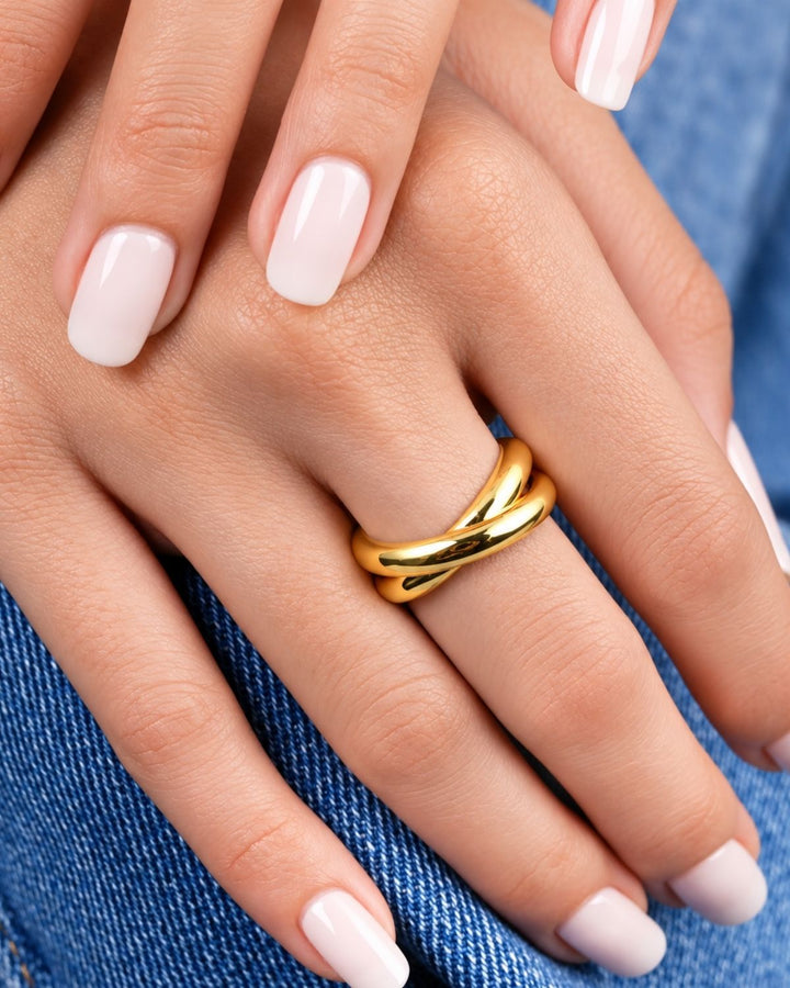 Gold-Plated Adjustable Crossover Ring