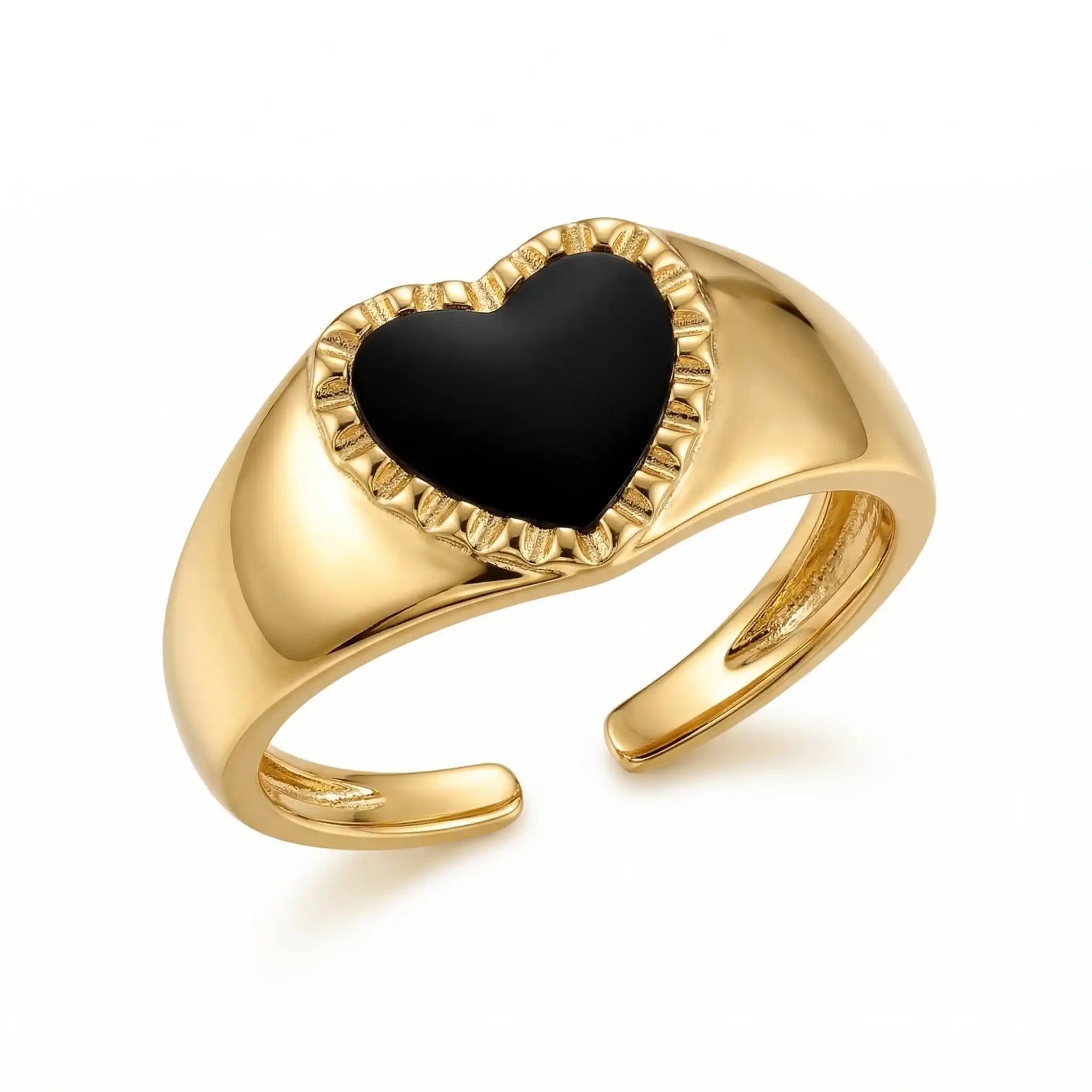 Black Enamel Heart Ring