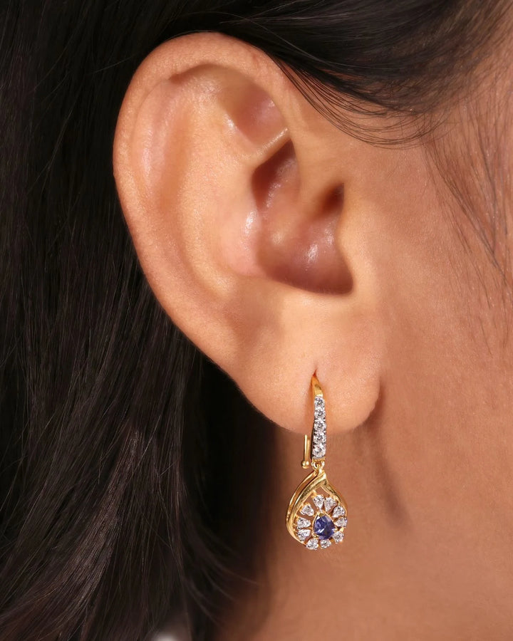 Tanzanite Teardrop Drops | Gold Vermeil