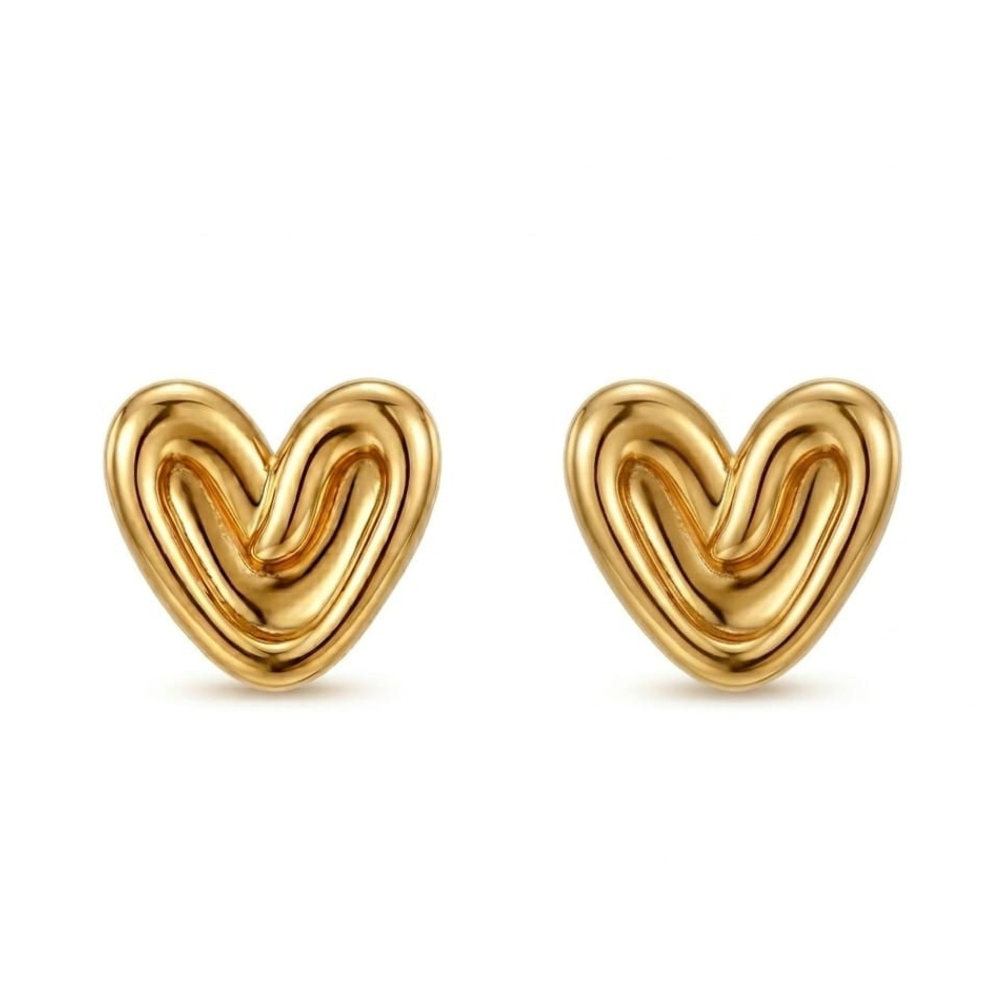 Heart-Shaped Stud Earrings – 18kt Gold Vermeil