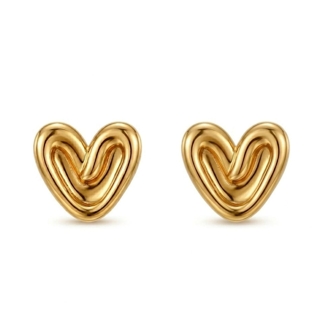 Heart-Shaped Stud Earrings – 18kt Gold Vermeil