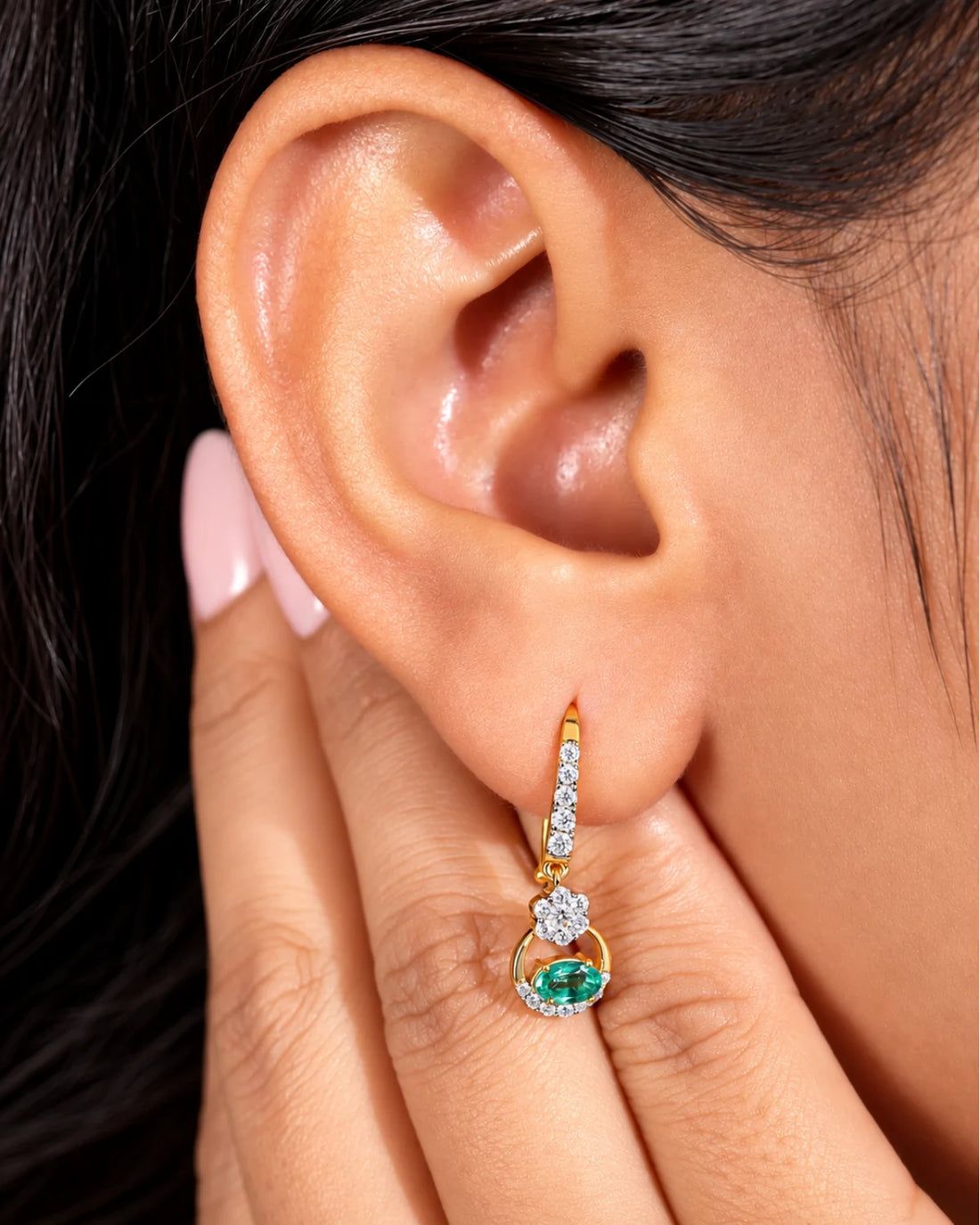 Emerald Bloom Drops | Gold Vermeil