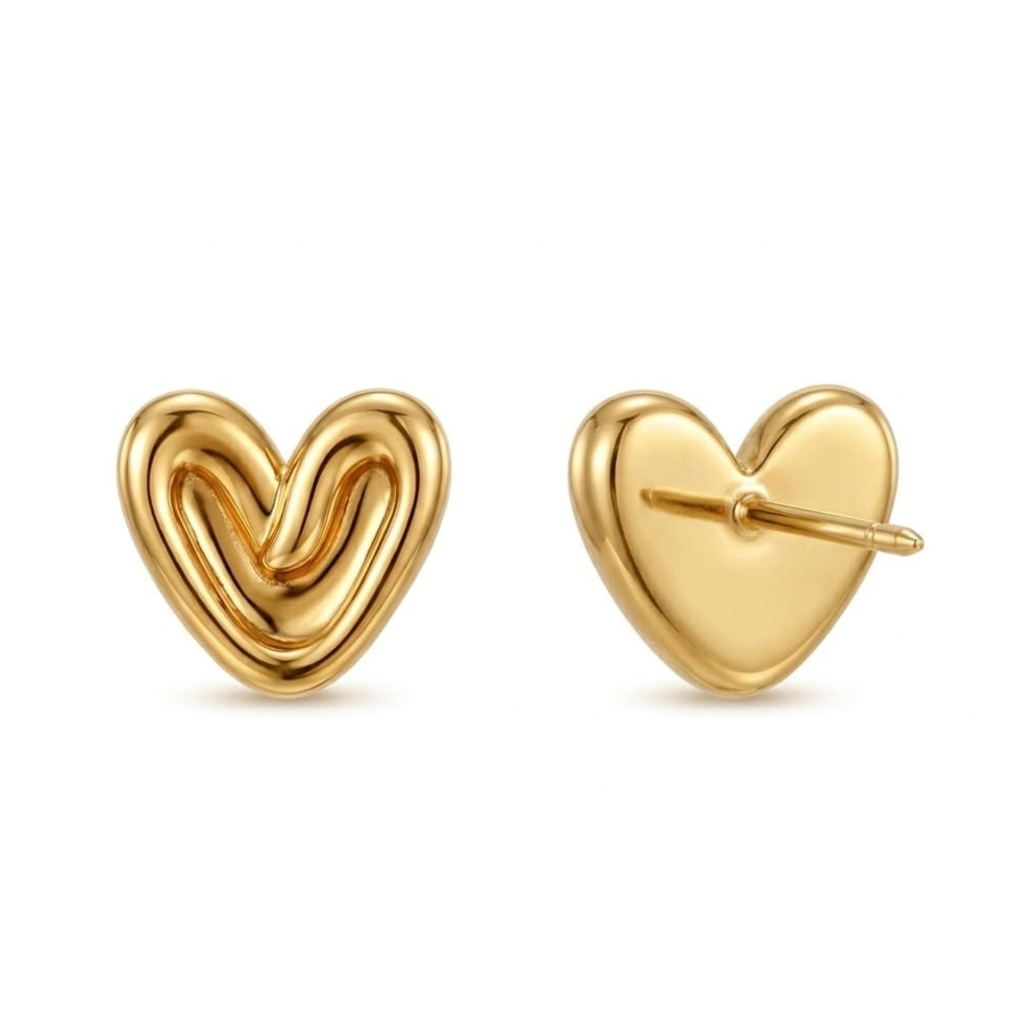Heart-Shaped Stud Earrings – 18kt Gold Vermeil
