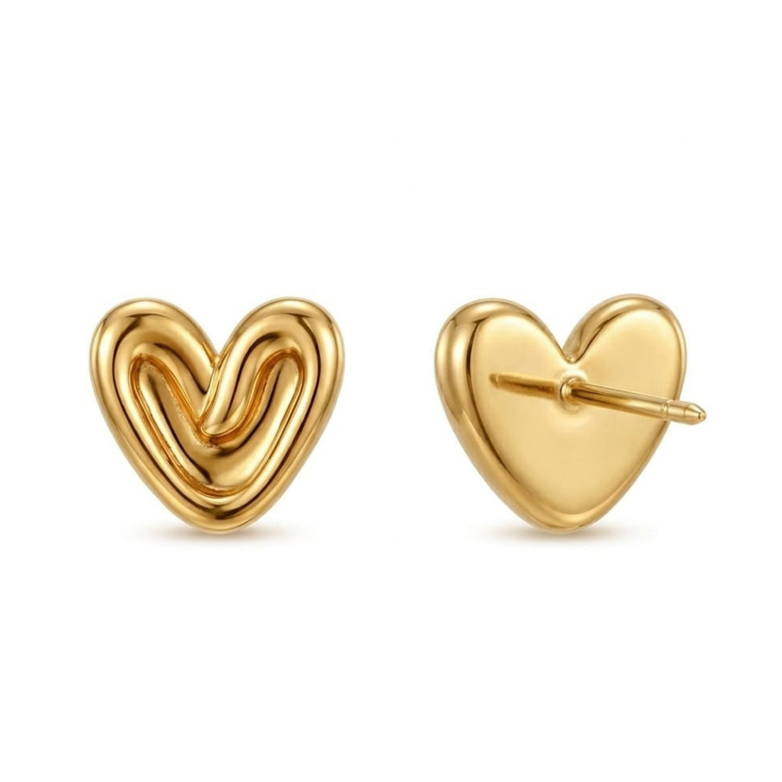 Heart-Shaped Stud Earrings – 18kt Gold Vermeil
