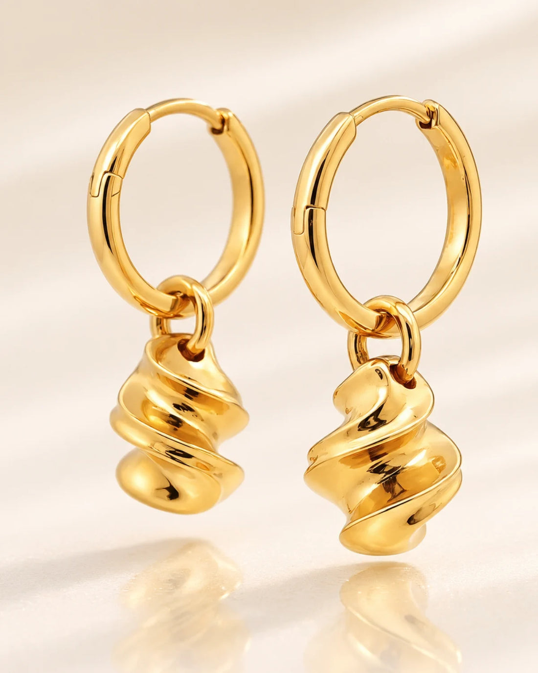 Spiral Drop Hoop Earrings | 18kt Gold Vermeil
