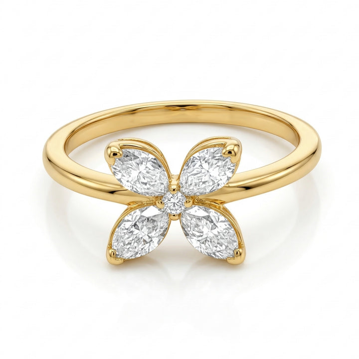 Floral Ring with Monzonite Diamond