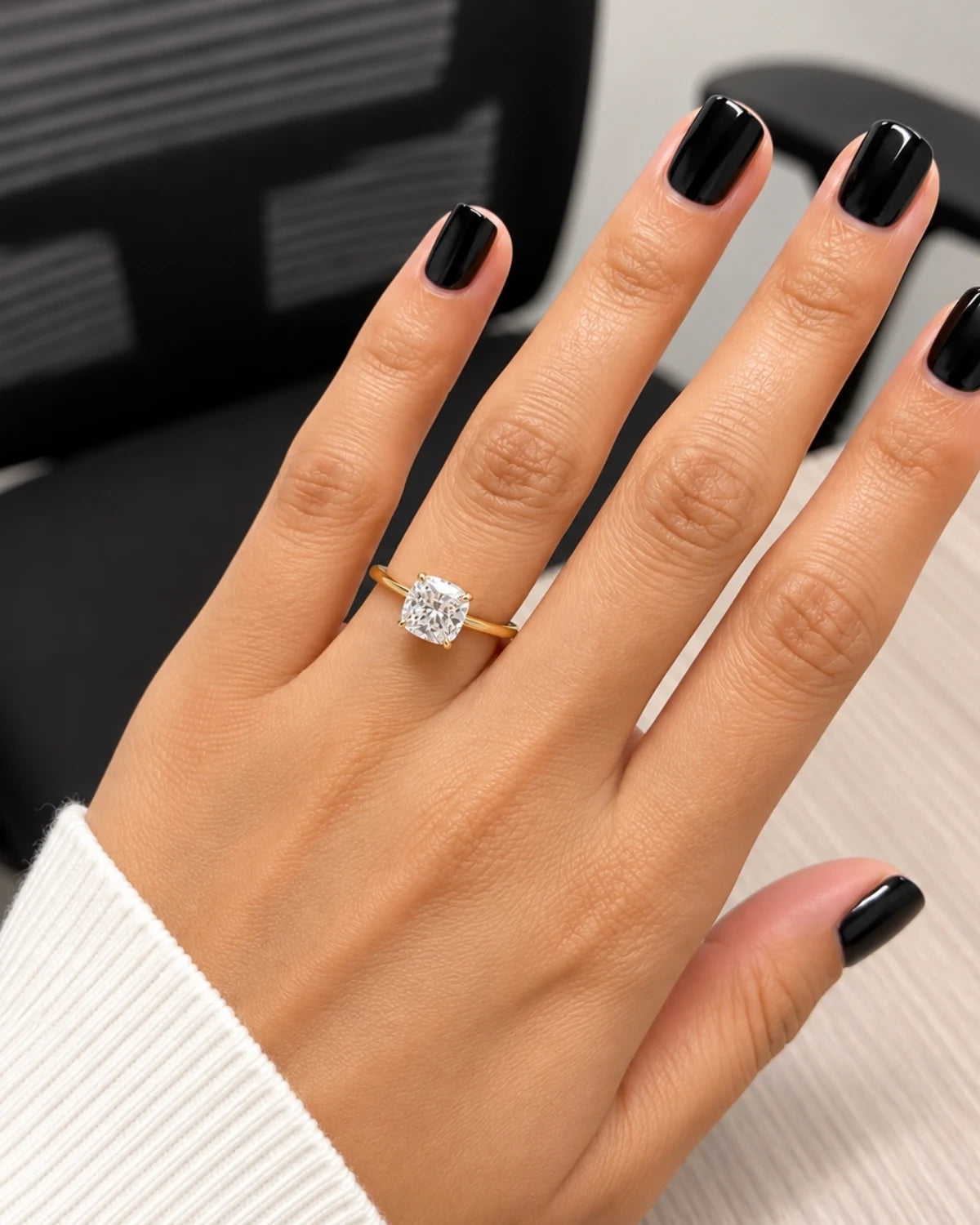 2ct Cushion cut Solitaire ring | Gold Vermeil