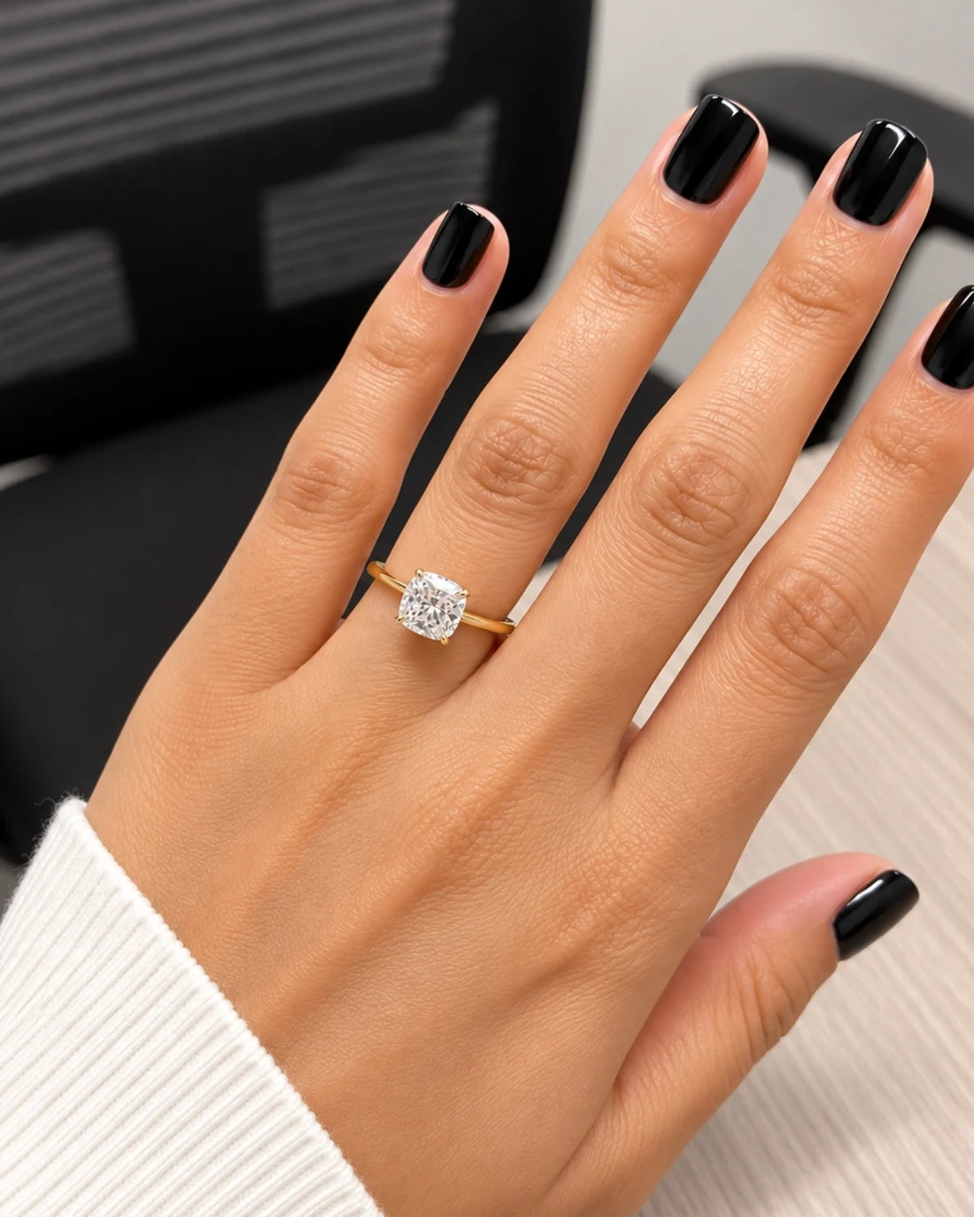 2ct Cushion cut Solitaire ring | Gold Vermeil