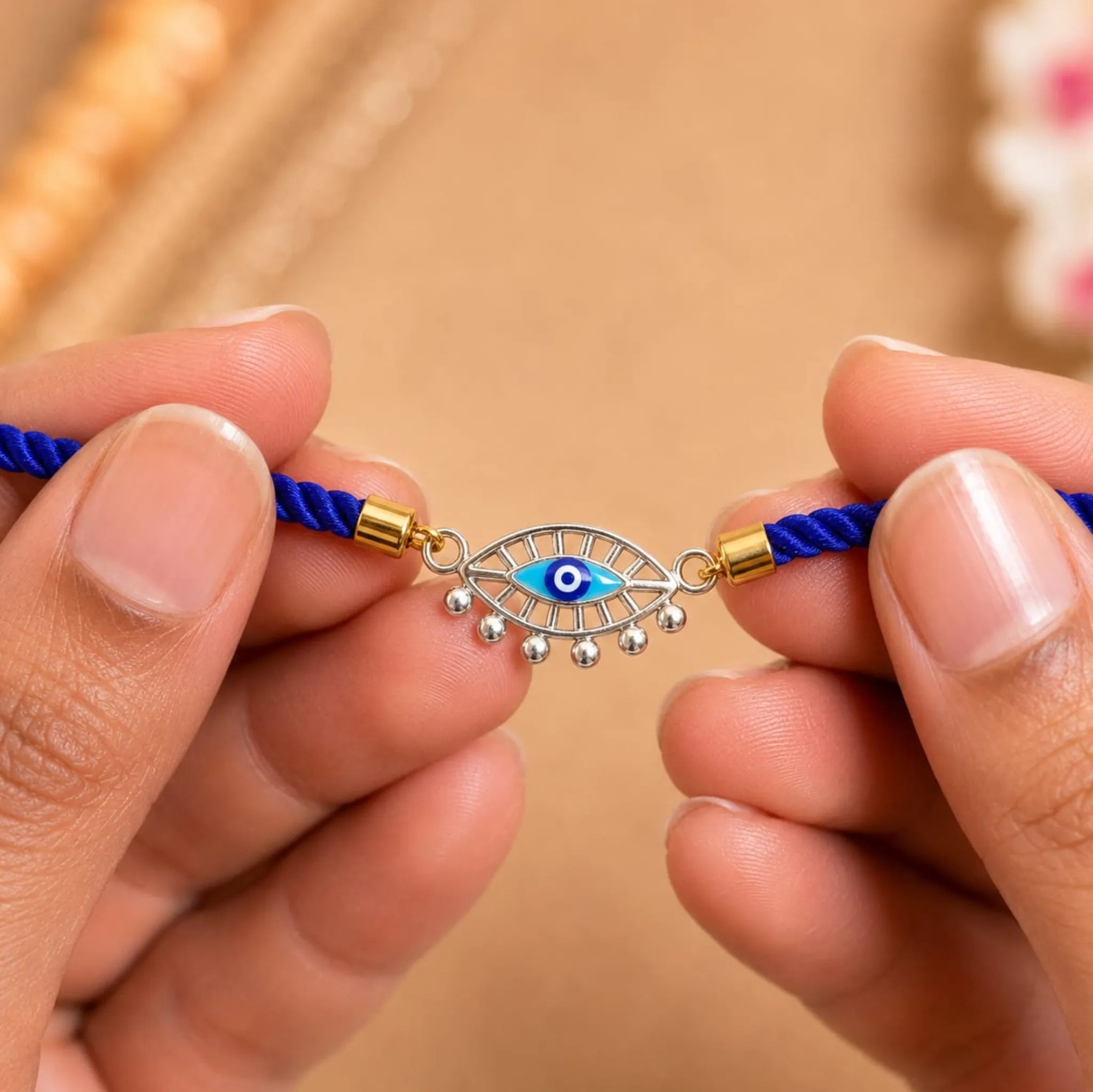 Celestial Evil Eye Silver Rakhi