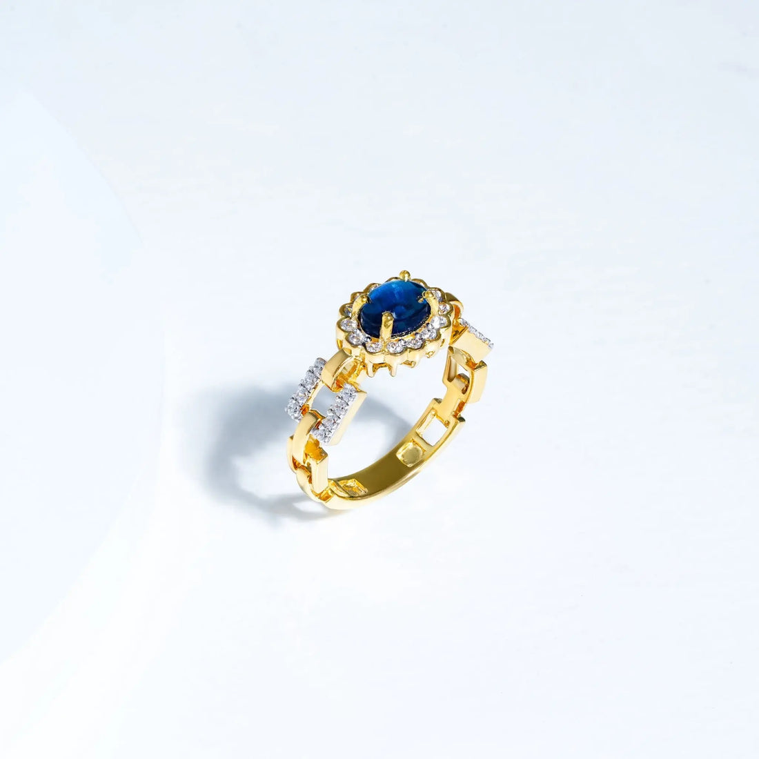 Blue Oval Stone Statement Chain Ring