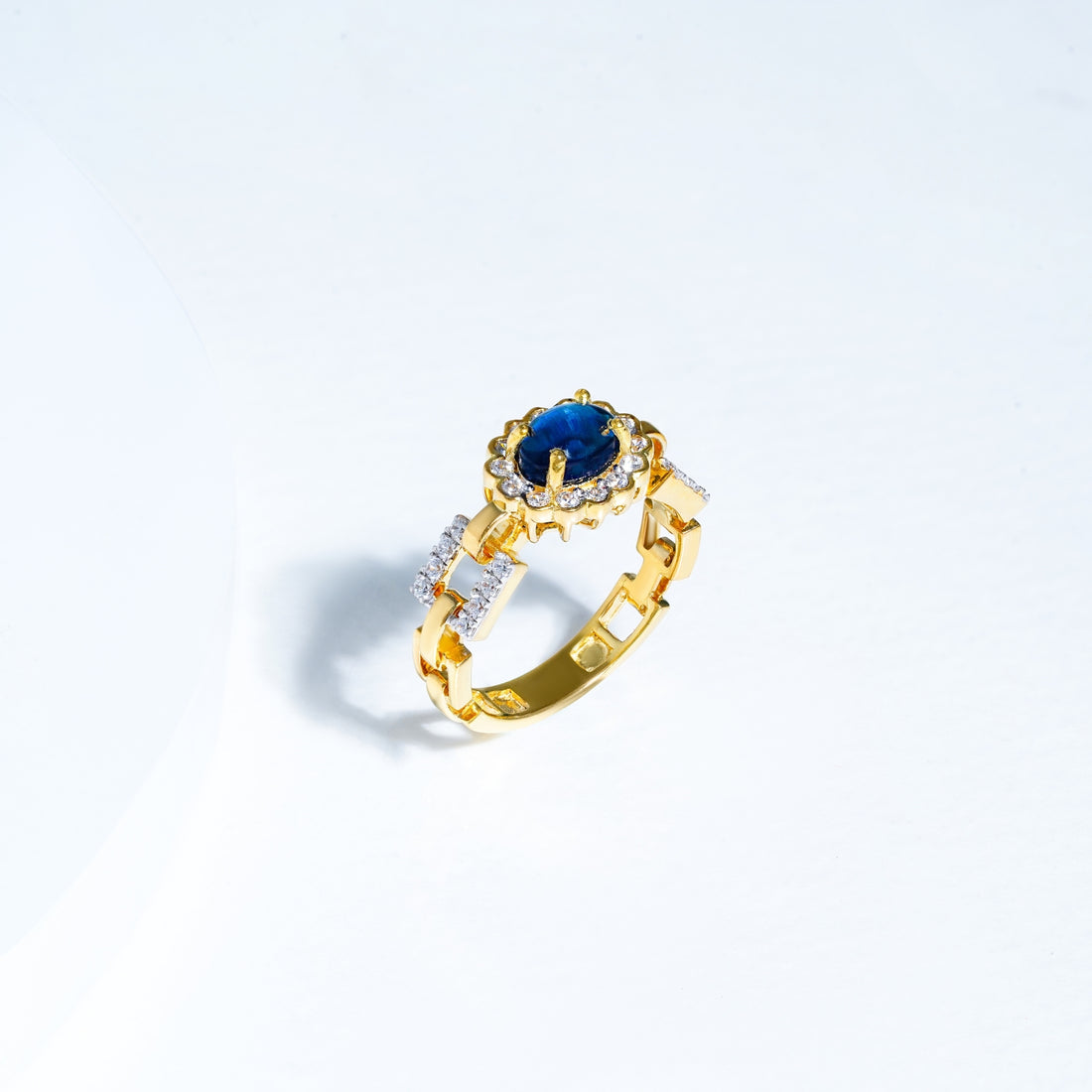 Blue Oval Stone Statement Chain Ring