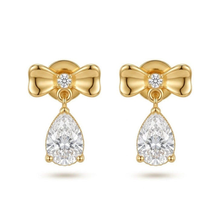 Bow Drop Earrings | Gold Plated