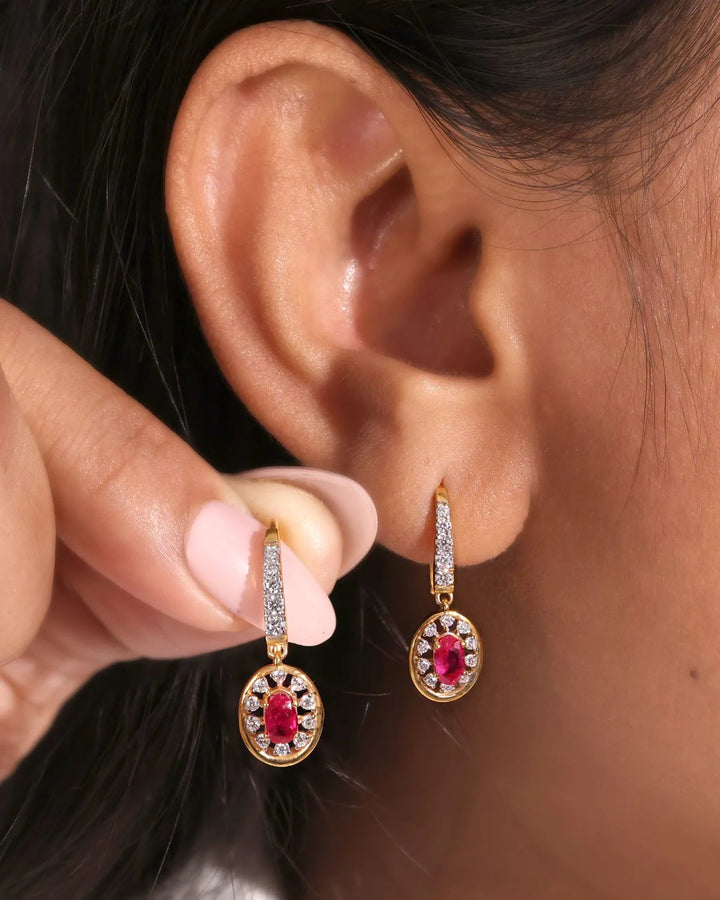 Ruby Halo Drops | Gold Vermeil