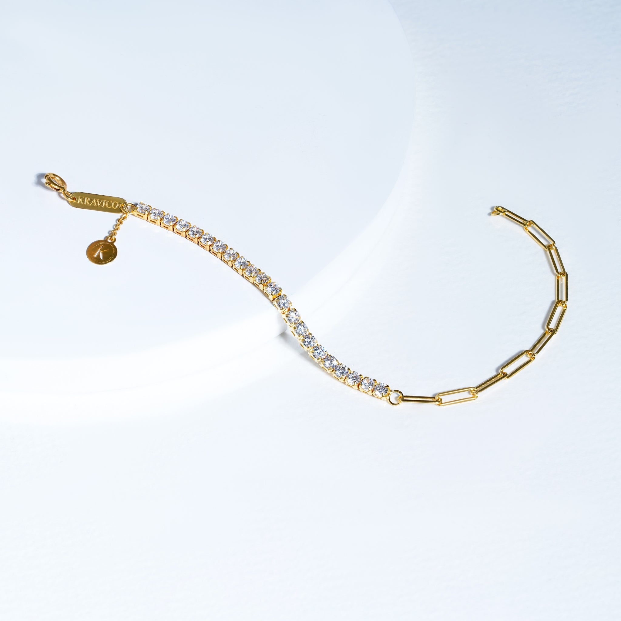 White Tennis Paperclip Bracelet