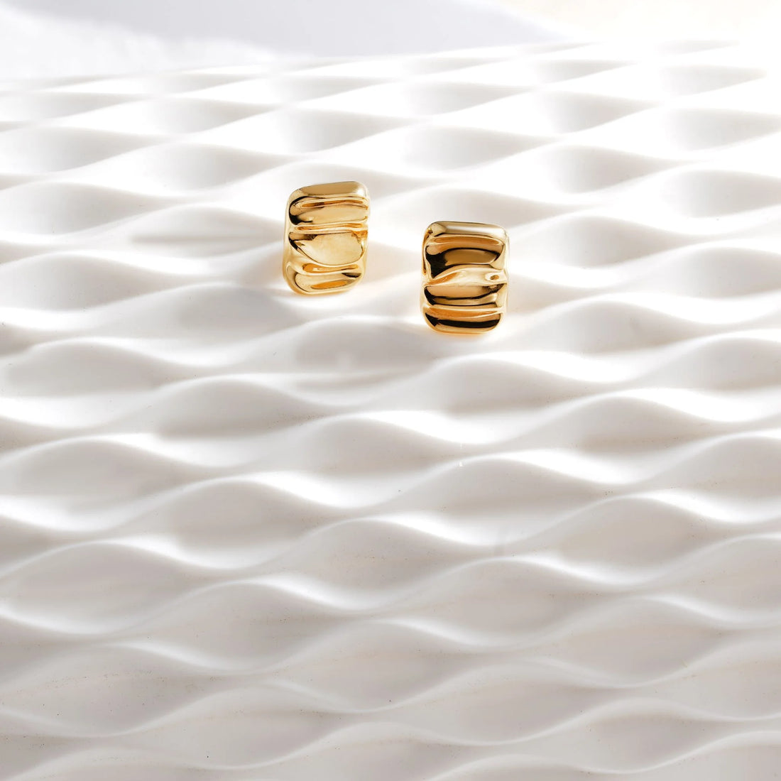 Bold Rectangle Textured Stud Earrings