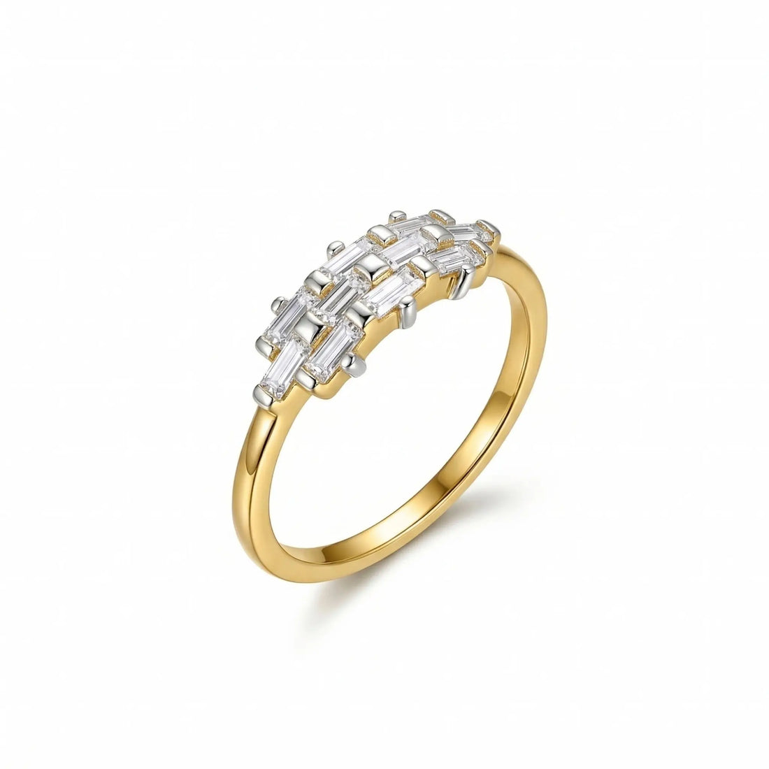Gold Plated Baguette Diamond Ring