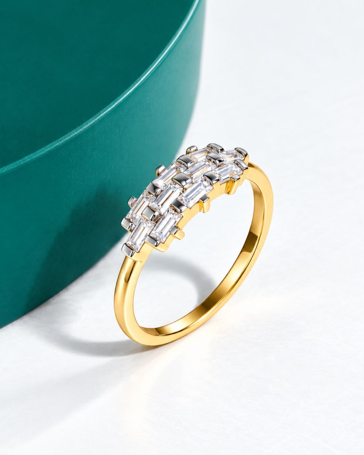 Gold Plated Baguette Diamond Ring